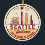 Seattle Washington City Skyline Emblem Keramik Ornament<br><div class="desc">Seattle ist ein minimalistisches,  farbenfrohes Kunstdesign mit Denkmälern und Sehenswürdigkeiten der Stadt in Washington.</div>