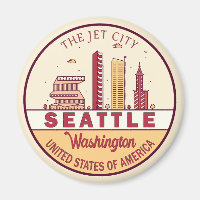 Seattle Washington City Skyline Emblem
