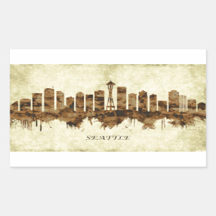 Seattle Washington Cityscape Rechteckiger Aufkleber