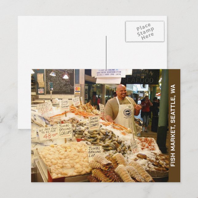 Seattle Washington Fish Market Postkarte (Vorne/Hinten)