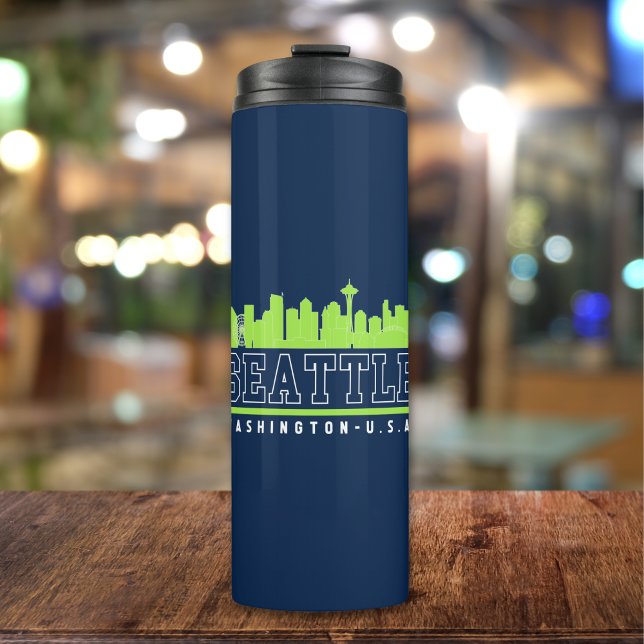 Seattle Washington Fun Skyline City Thermosbecher (Von Creator hochgeladen)