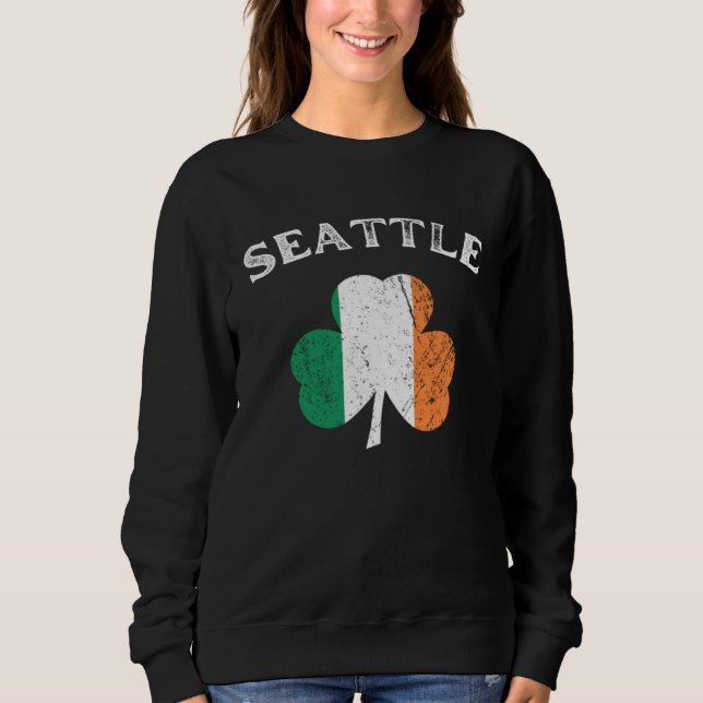 SEATTLE WASHINGTON Irish American Shamrock Badge Sweatshirt (Vorderseite)