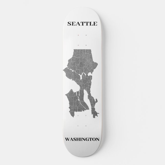 Seattle, Washington Map Art  Skateboard (Vorderseite)