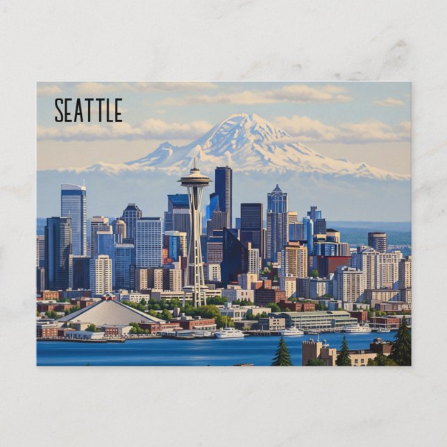 Seattle Washington Mt Rainier Postkarte (Vorderseite)