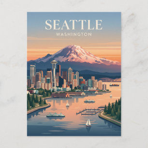 Seattle Washington Mt Rainier Sonnenuntergang Postkarte
