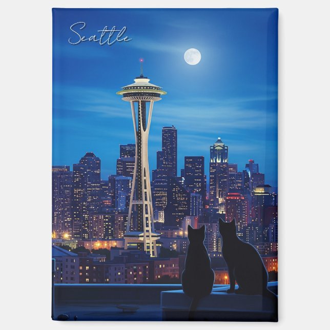 Seattle Washington Night Magnet (Vorderseite)