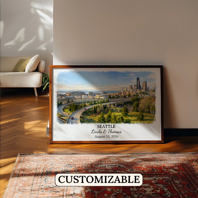 Seattle Washington Poster, Aquarell, Maßgeschneide Poster (Von Creator hochgeladen)