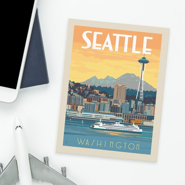 Seattle, Washington Postkarte (Postcard on table)