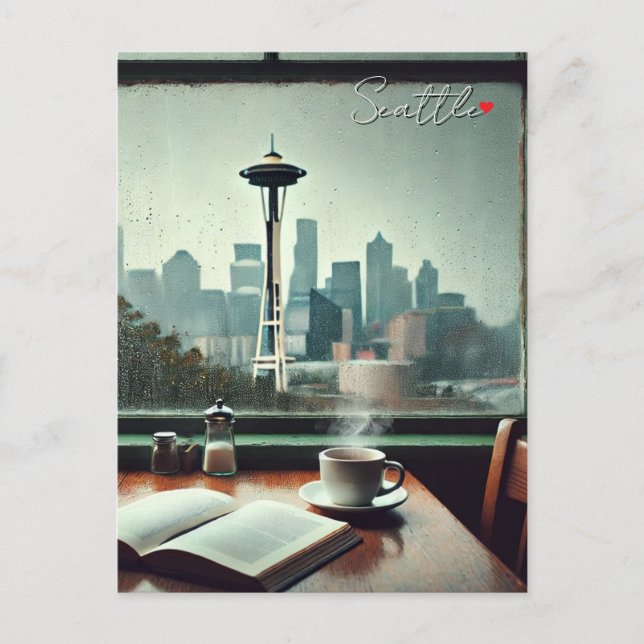 Seattle Washington Rain Liebe Coffee Postkarte (Vorderseite)