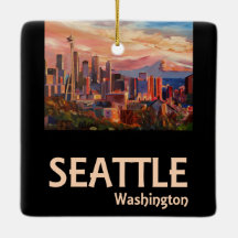 Seattle Washington Retro Travel Poster