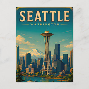 ☕ Seattle Washington Retro Urlaubserinnerung Postkarte