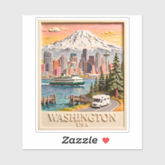 Seattle Washington Roadtrip Texturierte Stadt-Silh Aufkleber