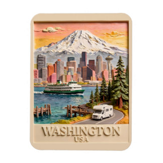 Seattle Washington Roadtrip Texturierte Stadt-Silh Magnet