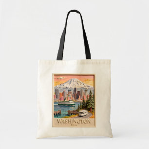 Seattle Washington Roadtrip Texturierte Stadt-Silh Tragetasche