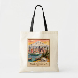 Seattle Washington Roadtrip Texturierte Stadt-Silh Tragetasche