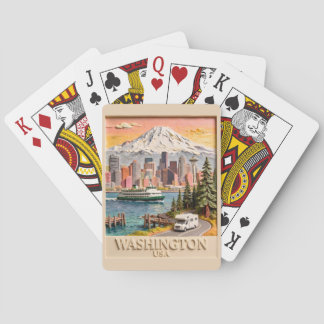 Seattle Washington Roadtrip Texturierte Stadtsilho Spielkarten