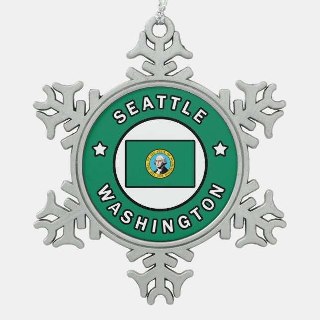 Seattle Washington Schneeflocken Zinn-Ornament (Vorderseite)