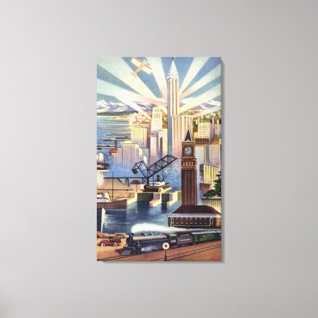 Seattle, Washington - Sicht auf die Innenstadt Leinwanddruck (Vorderseite)