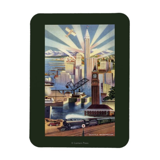 Seattle, Washington - Sicht auf die Innenstadt Magnet (Vertikal)