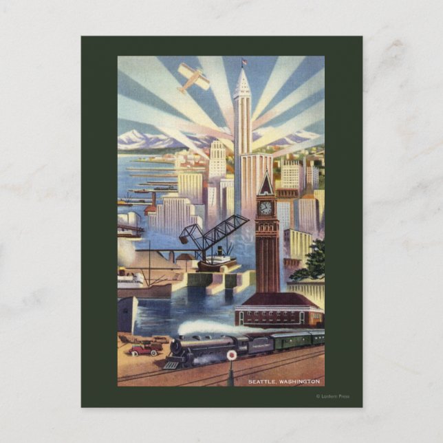 Seattle, Washington - Sicht auf die Innenstadt Postkarte (Vorderseite)