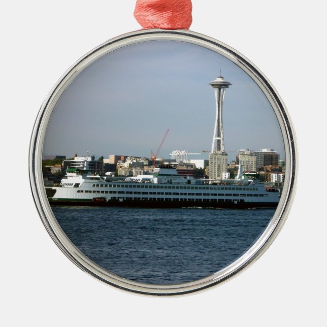 Seattle Washington Silbernes Ornament (Vorne)