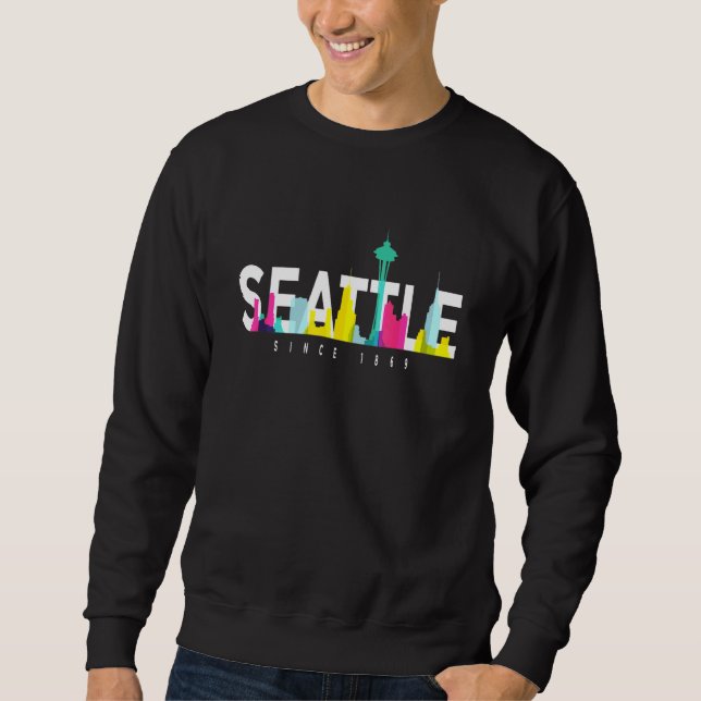 Seattle Washington Skyline American City Amer Sweatshirt (Vorderseite)