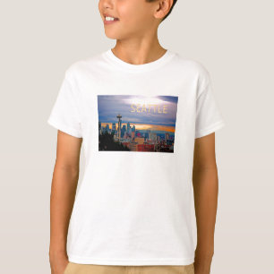 Seattle Washington Skyline bei Sunset TEXT SEATTLE T-Shirt