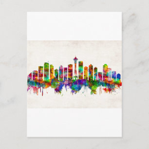 Seattle Washington Skyline Feiertagspostkarte