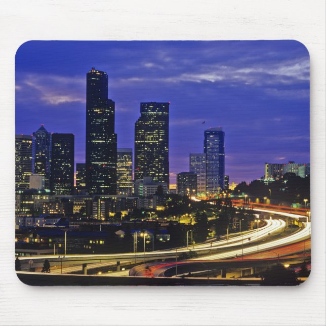 Seattle, Washington Skyline nachts Mousepad (Vorne)