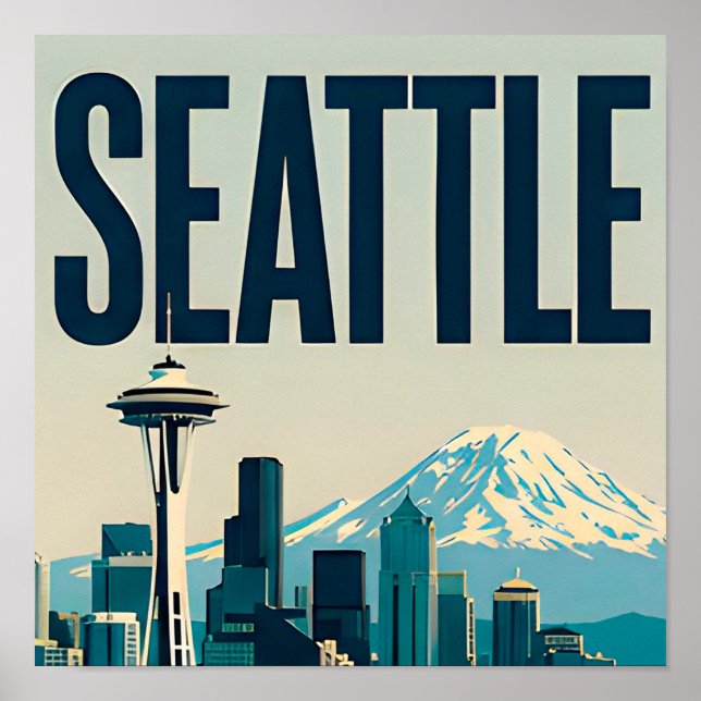 🌲 Seattle Washington Skyline Poster (Vorne)