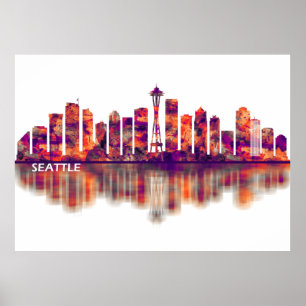 Seattle Washington Skyline Poster