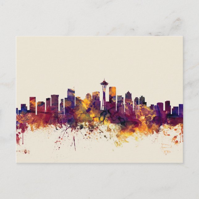 Seattle Washington Skyline Postkarte (Vorderseite)