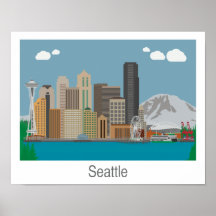 Seattle, Washington Skyline Print - Poster/Leinwan