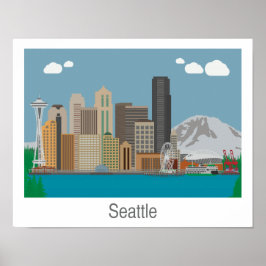 Seattle, Washington Skyline Print - Poster/Leinwan Poster