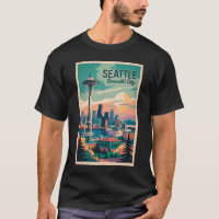 Seattle Washington Skyline Reisen Art Vintag