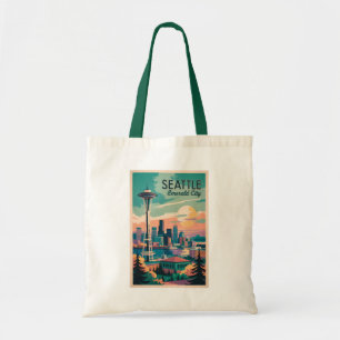 Seattle Washington Skyline Reisen Art Vintag Tragetasche