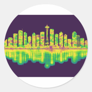 Seattle Washington Skyline Runder Aufkleber