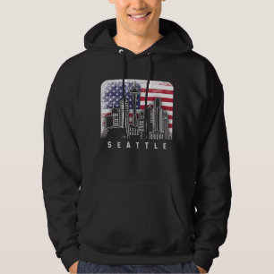 Seattle Washington Skyline Vintage amerikanische F Hoodie