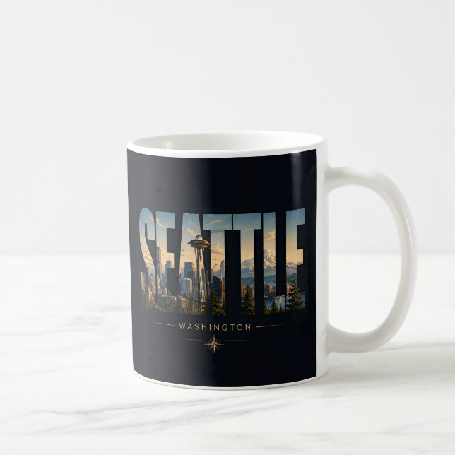 Seattle Washington Space Needle Berghimmel Kaffeetasse (Rechts)