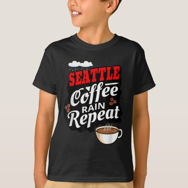 Seattle Washington Staat Coffee Drinker Rain T-Shirt (Vorderseite)