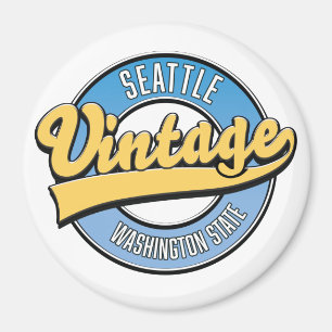 Seattle Washington Staat Retro-Logo. Magnet