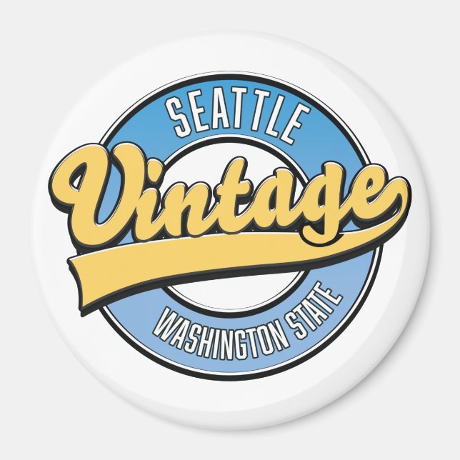 Seattle Washington Staat Retro-Logo. Magnet (Vorne)