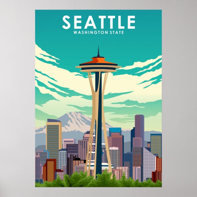 Seattle Washington Staat United Staaten Travel Poster (Vorne)