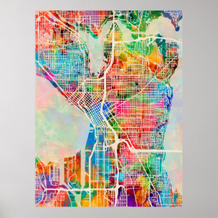 Seattle Washington Street City Map Poster