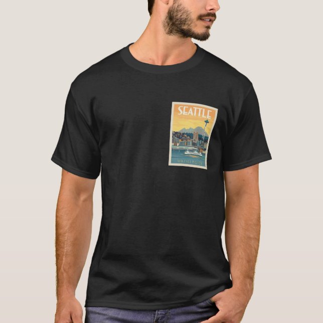 Seattle Washington Travel Poster T-Shirt (Vorderseite)