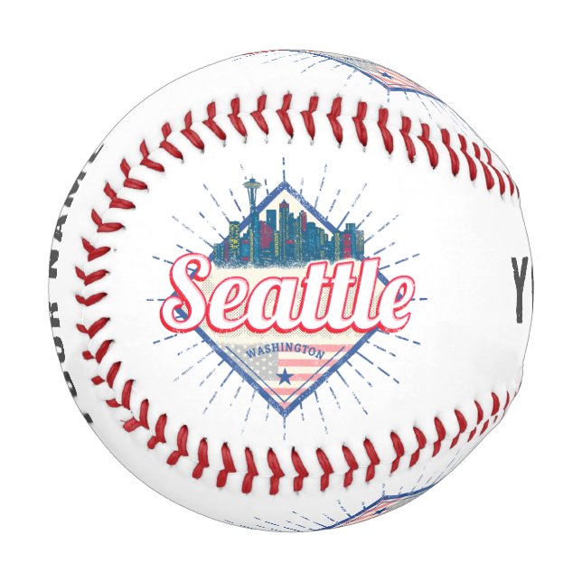 Seattle Washington United Staaten City Skyline USA Baseball (Vorderseite Links)