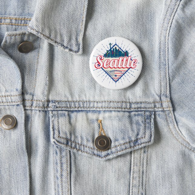 Seattle Washington United Staaten City Skyline USA Button (Beispiel)