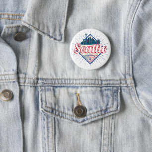 Seattle Washington United Staaten City Skyline USA Button