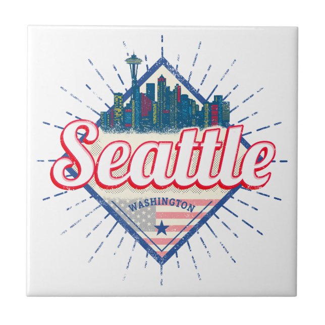 Seattle Washington United Staaten City Skyline USA Fliese (Vorderseite)