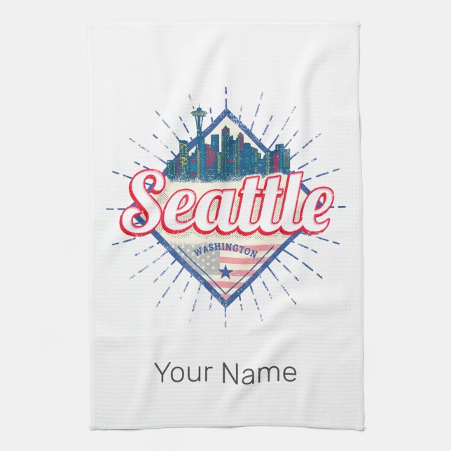 Seattle Washington United Staaten City Skyline USA Geschirrtuch (Vertikal)